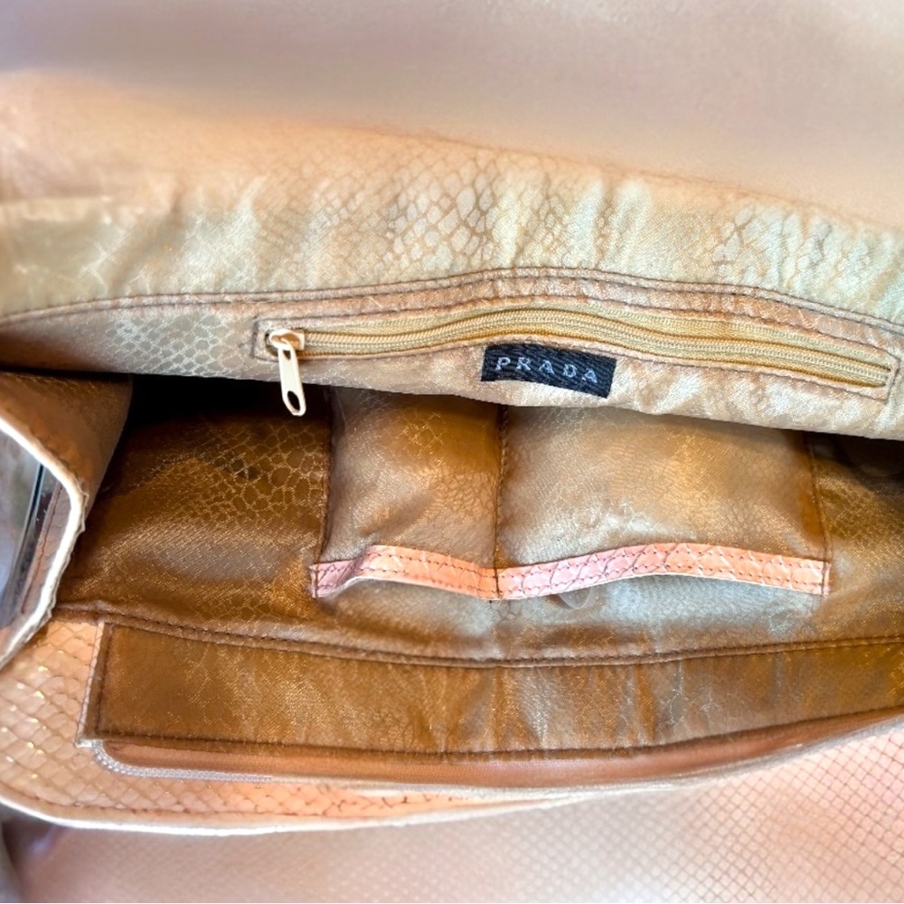 Authentic Prada Embossed Coral Pink Python Leathe… - image 6